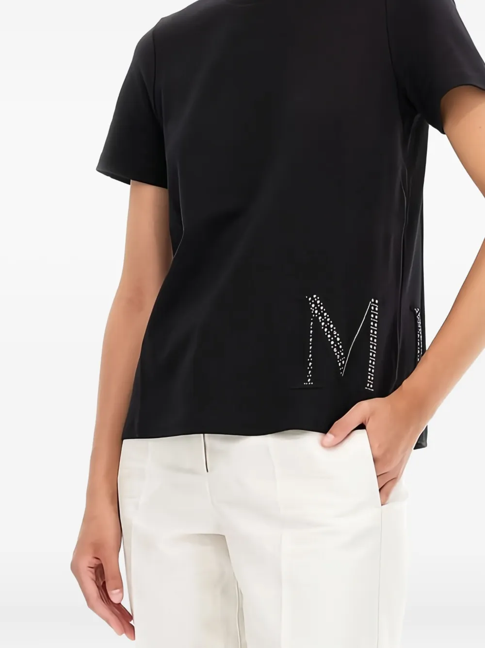 'S Max Mara Battage verfraaid T-shirt Zwart