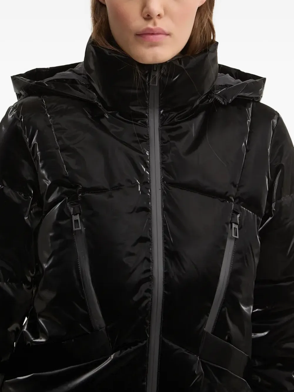 Desigual Hooded Quilted Jacket In Black