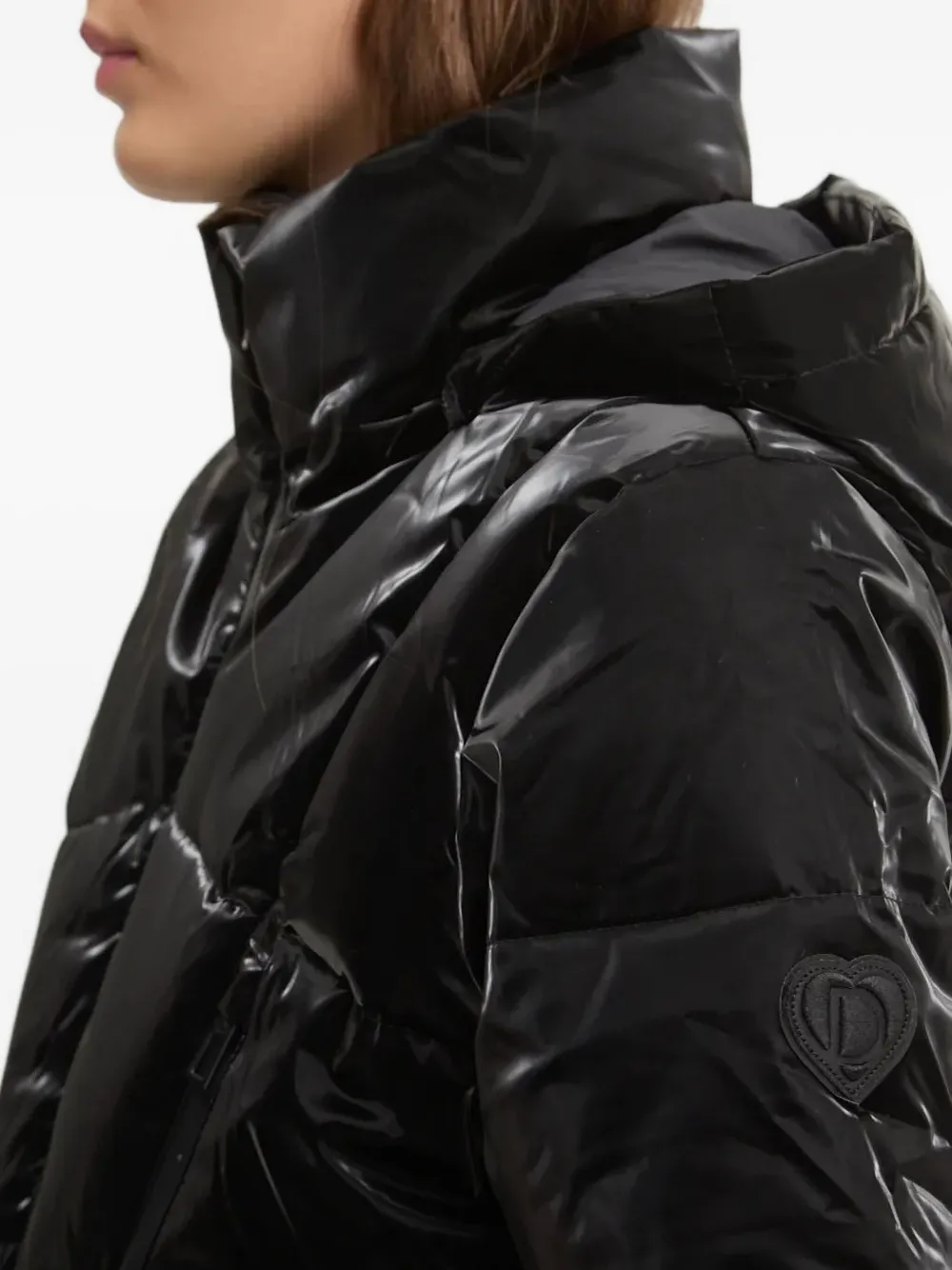 Desigual Hooded Quilted Jacket In Black