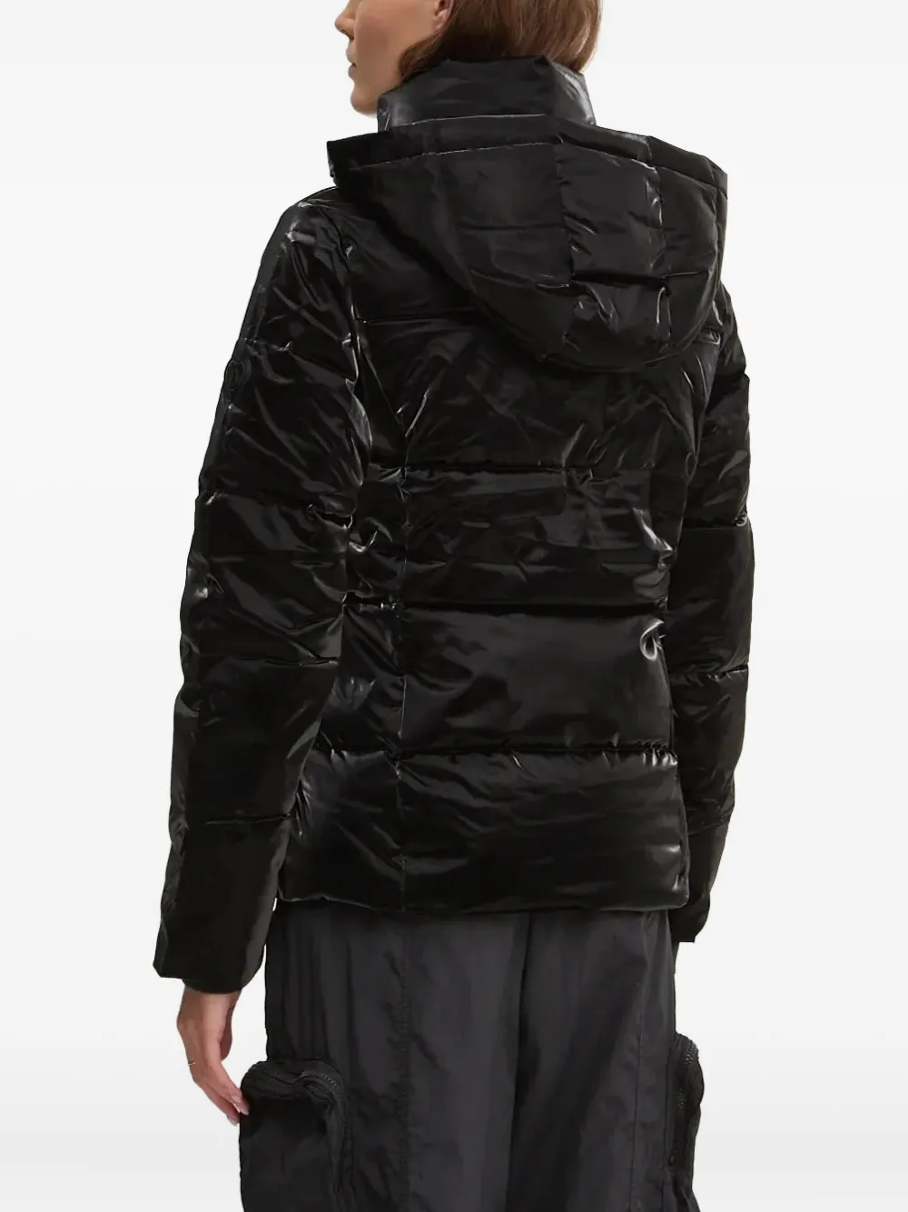 Desigual Hooded Quilted Jacket In Black