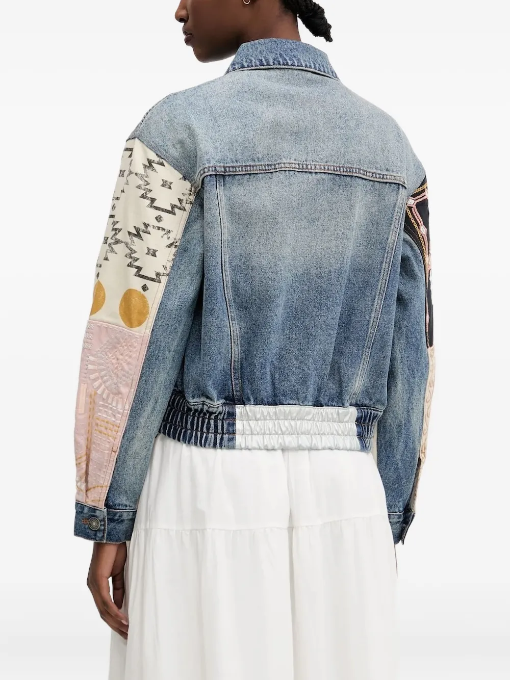 Desigual Embroidered Denim Jacket In Blue