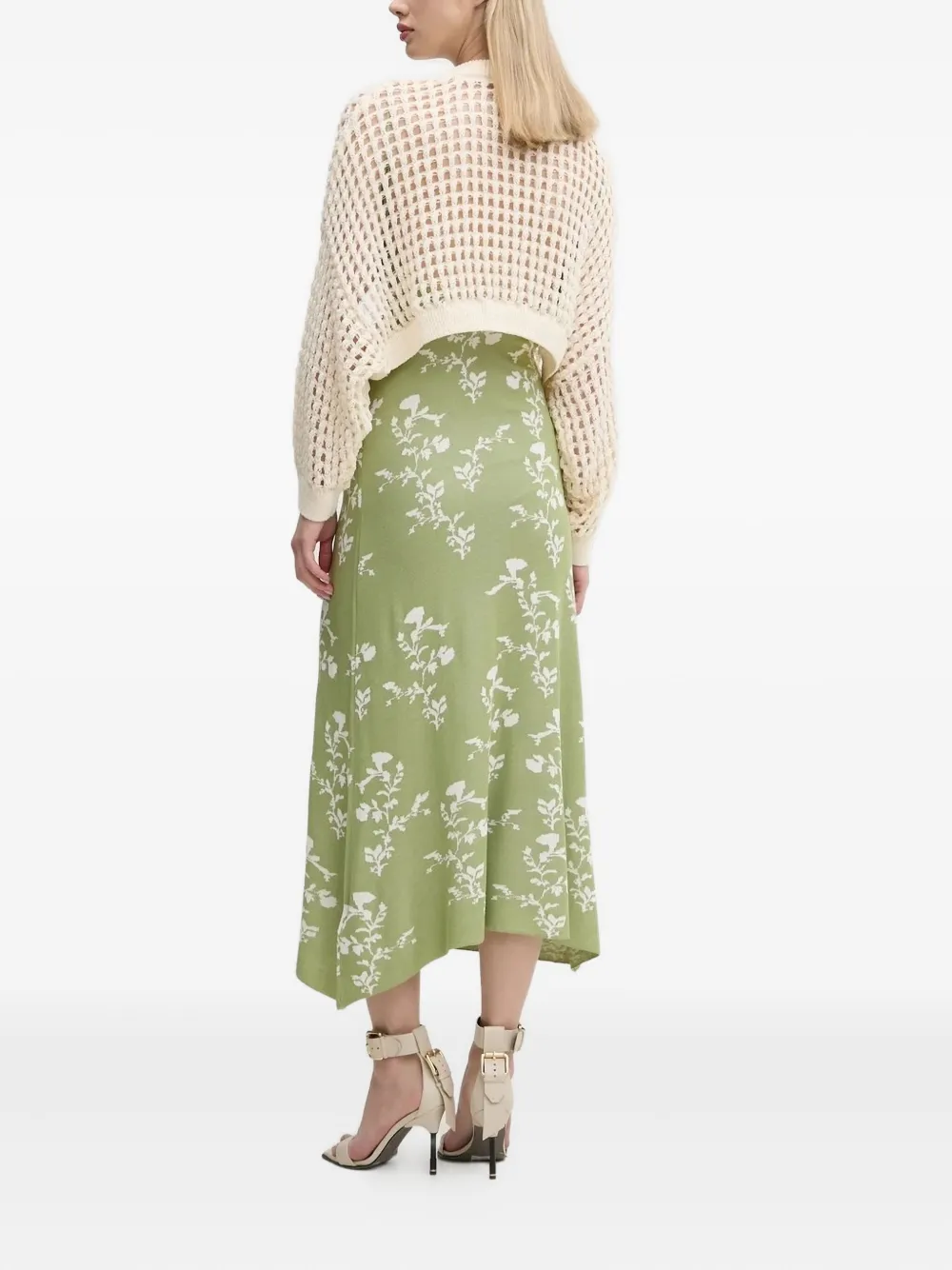Desigual floral-print open-back midi dress Groen