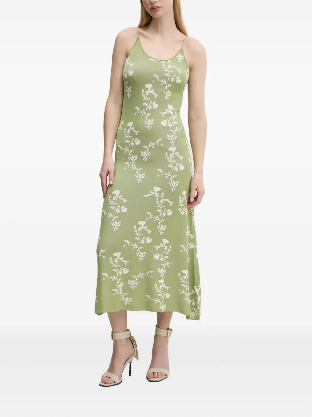 Desigual floral-print open-back midi dress Groen