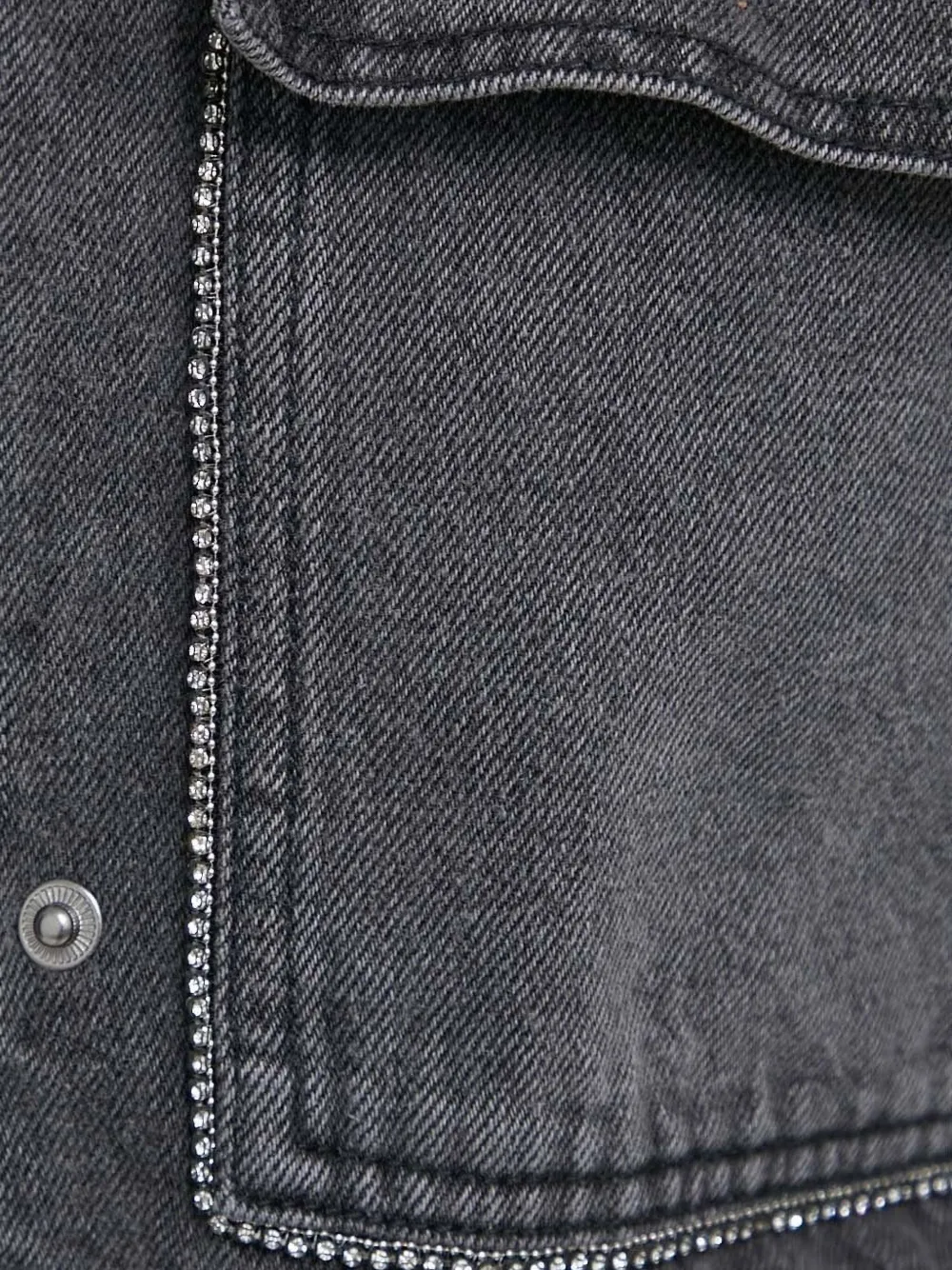 Desigual Rhinestone-trimmed Denim Jacket In Gray