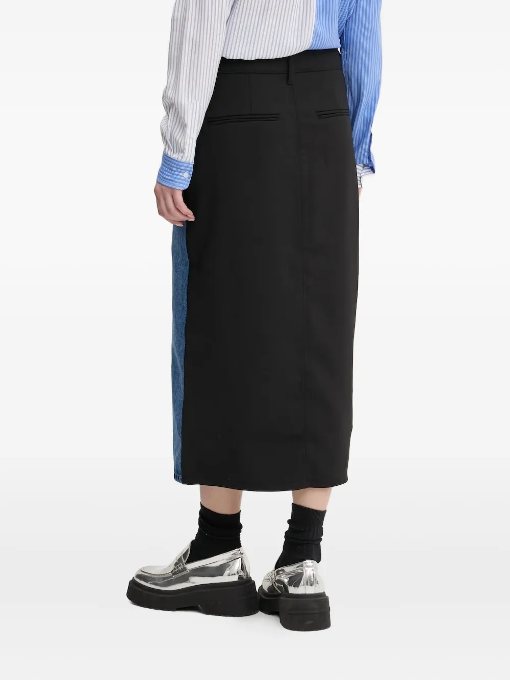 Desigual denim-paneled midi skirt Blauw