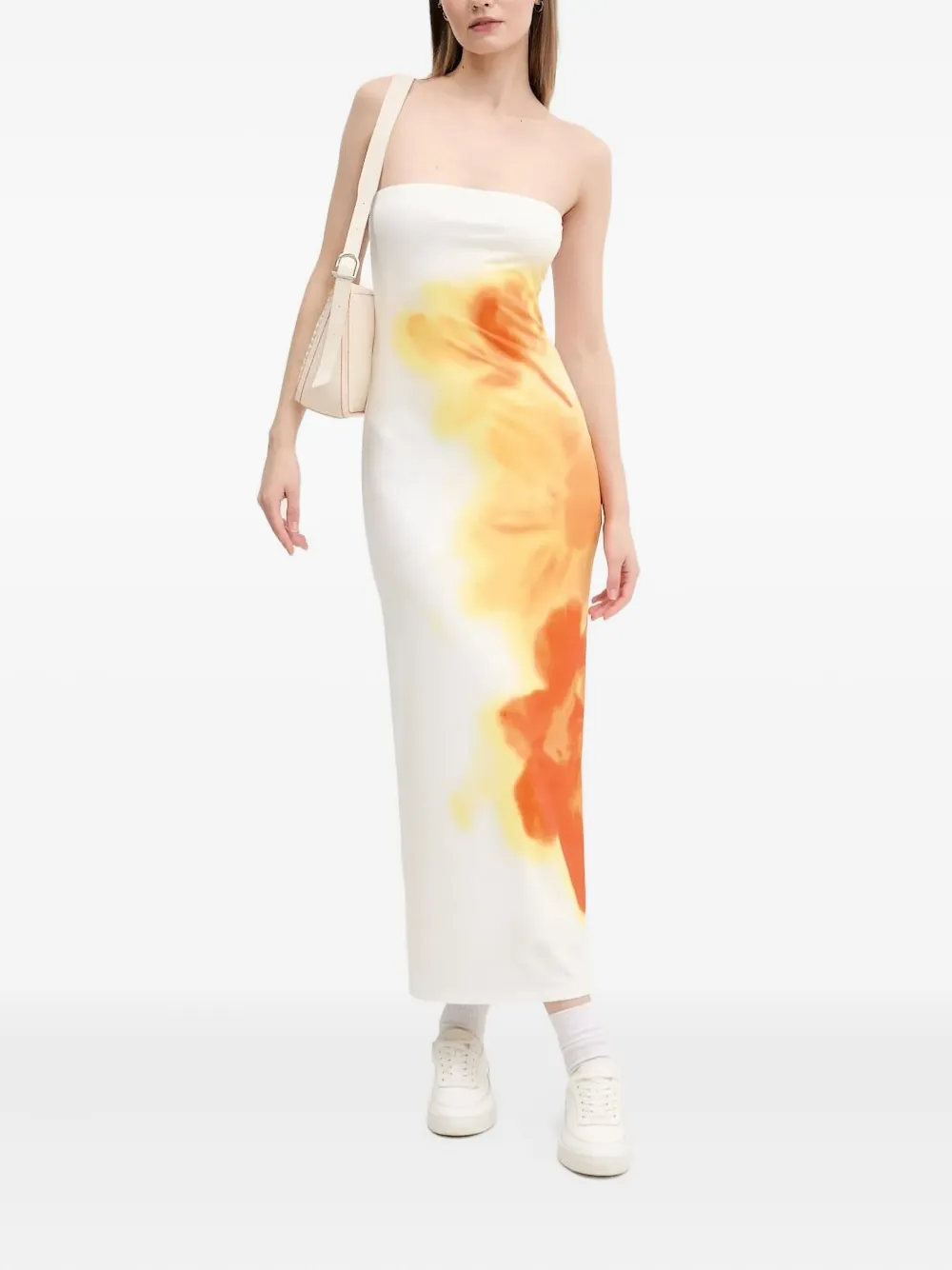Desigual Flower-print Strapless Maxi Dress In Multi