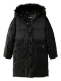 Desigual faux-fur-trimmed quilted coat - Black