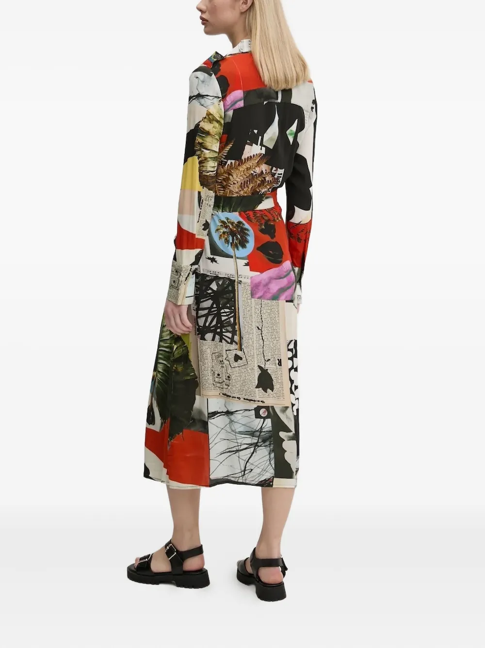 Desigual belted print shirt dress Beige