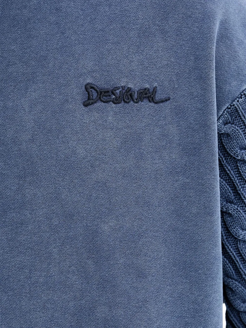 Desigual Kabelgebreide trui met vlakken Blauw