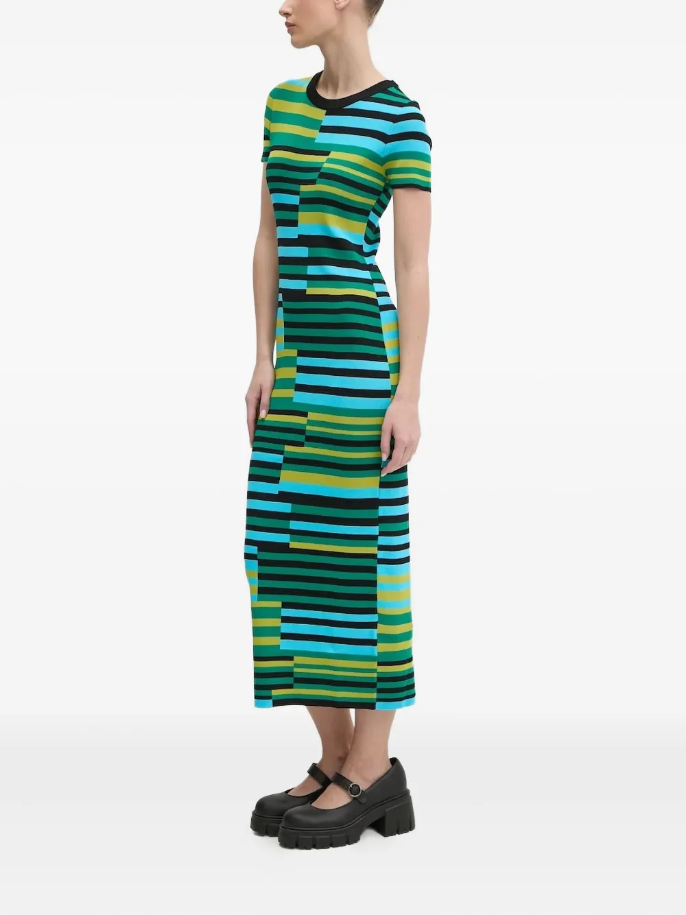 Desigual Disconnected Stripe Knit Dress In Multi