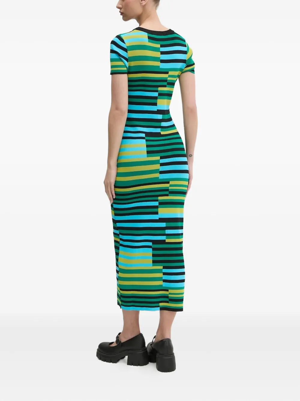 Desigual Disconnected Stripe Knit Dress In Multi