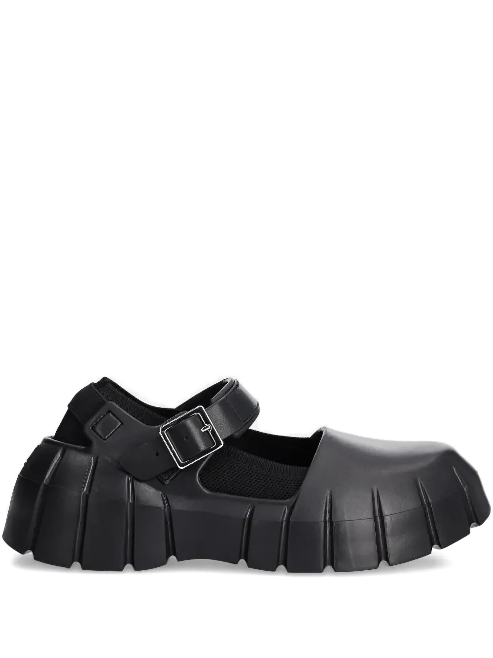 Desigual Buckle-strap Chunky Sole Ballet Flats In Black