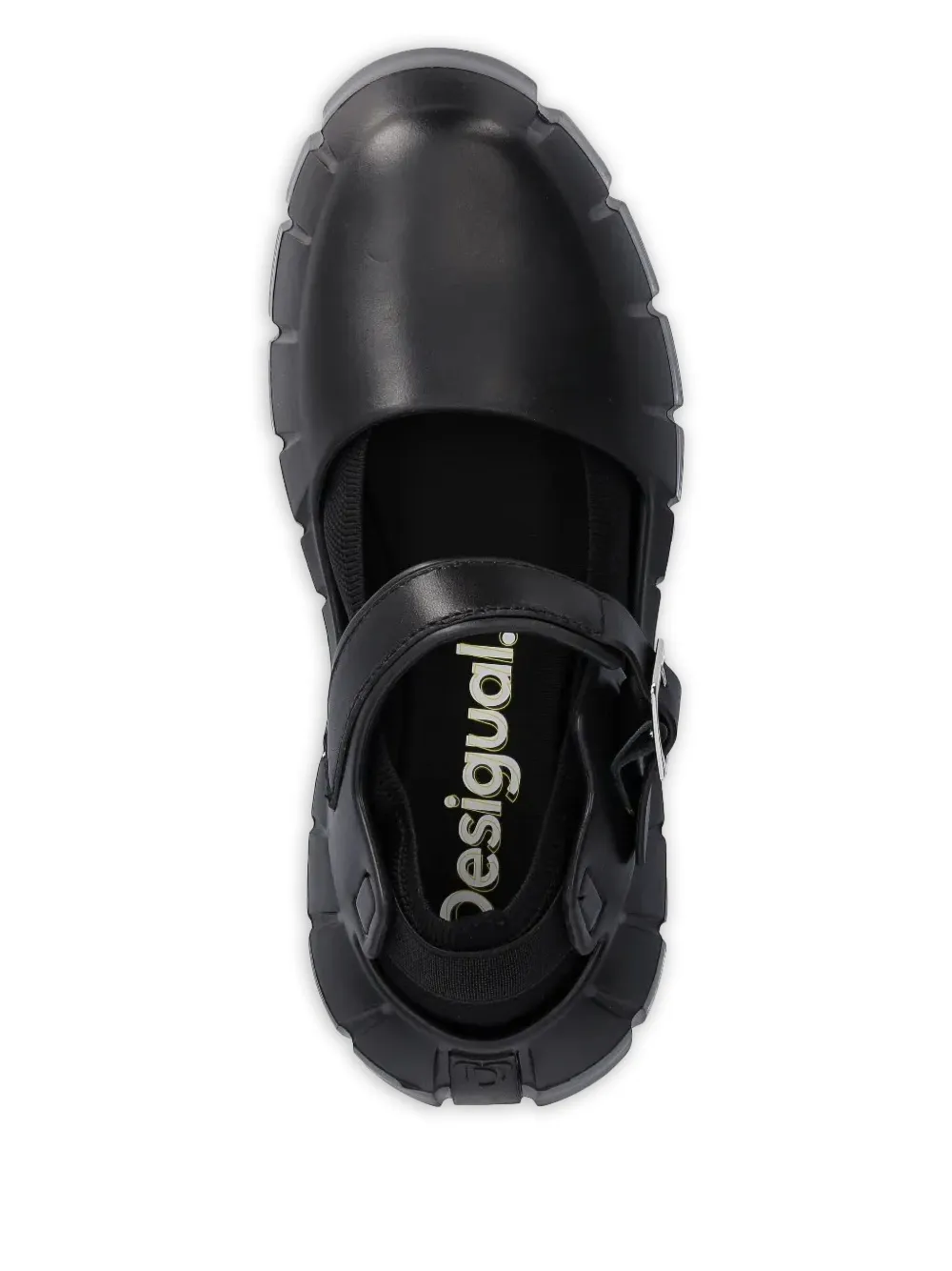 Desigual Buckle-strap Chunky Sole Ballet Flats In Black