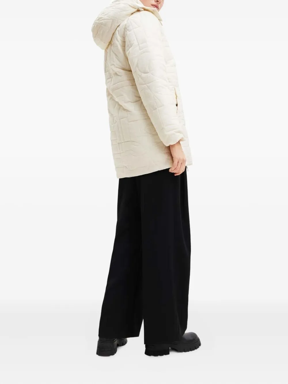 Desigual Hooded Puffer Jacket In White
