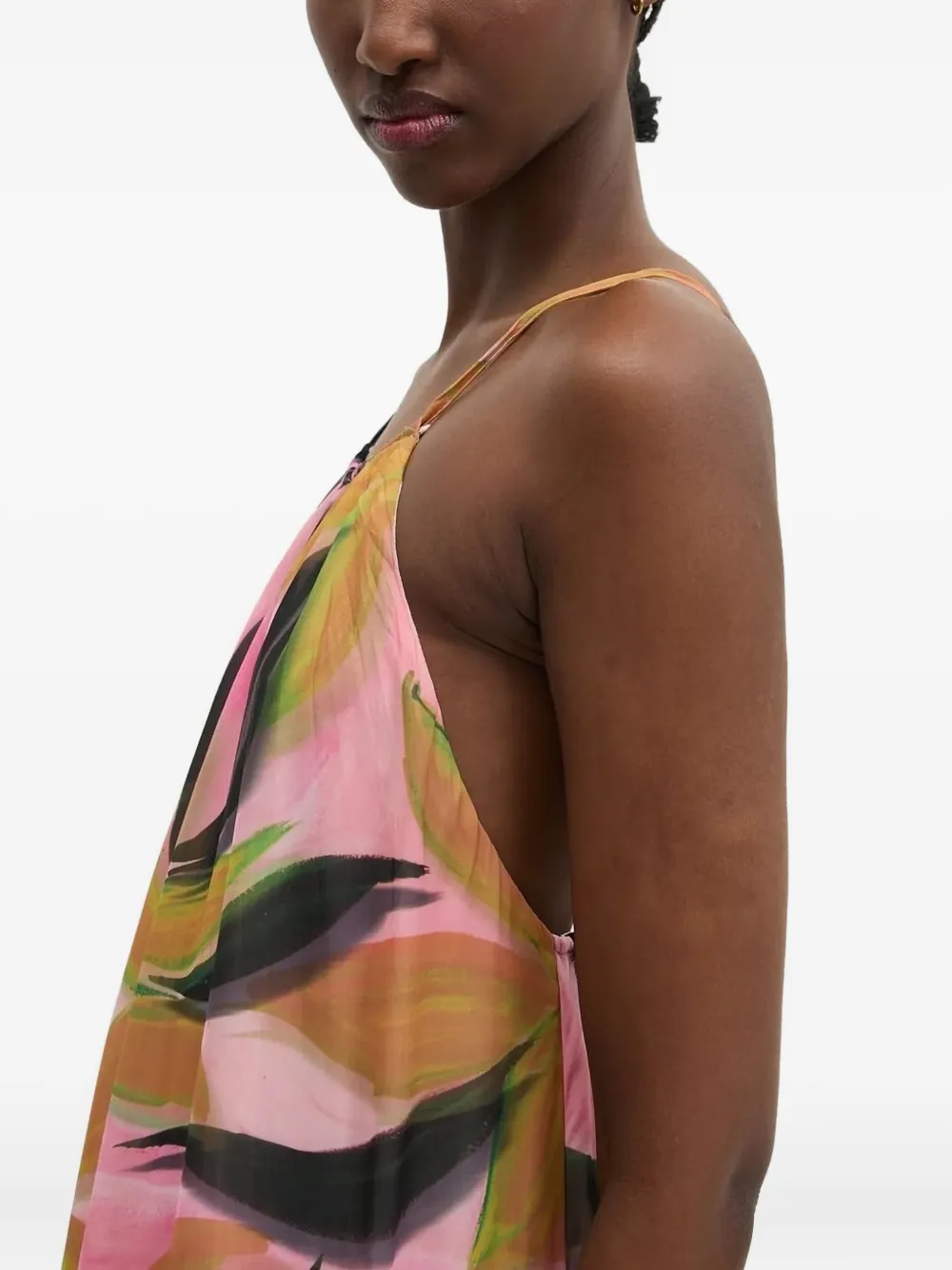 Desigual floral-print tiered dress Roze