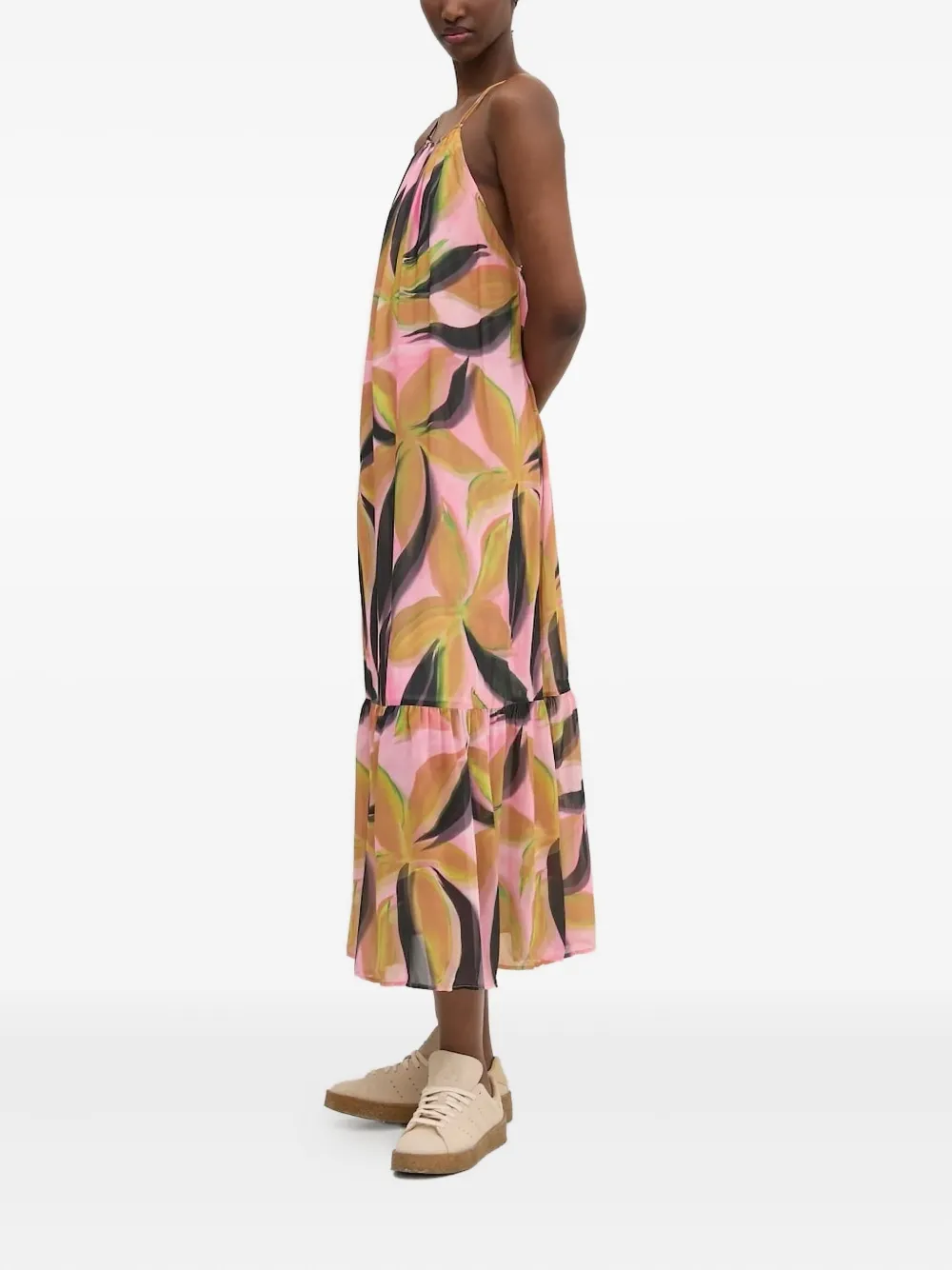 Desigual floral-print tiered dress Roze