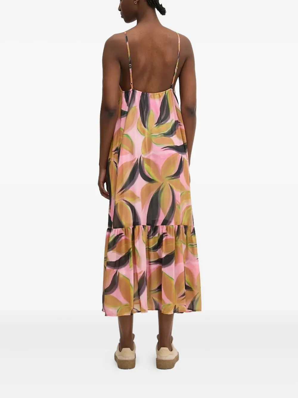 Desigual floral-print tiered dress Roze