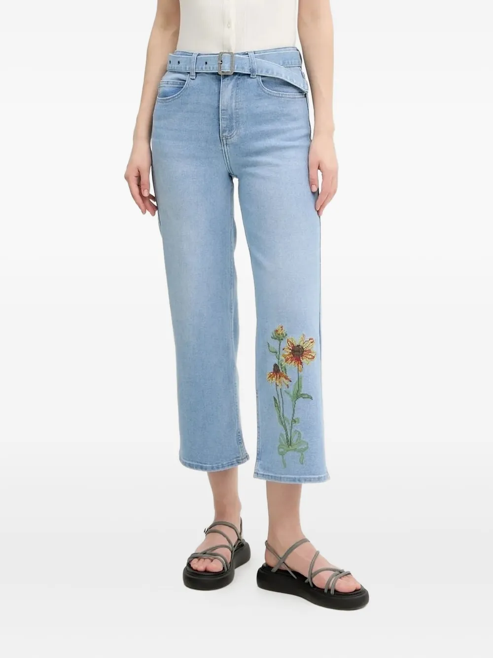 Desigual embroidered jeans Blauw