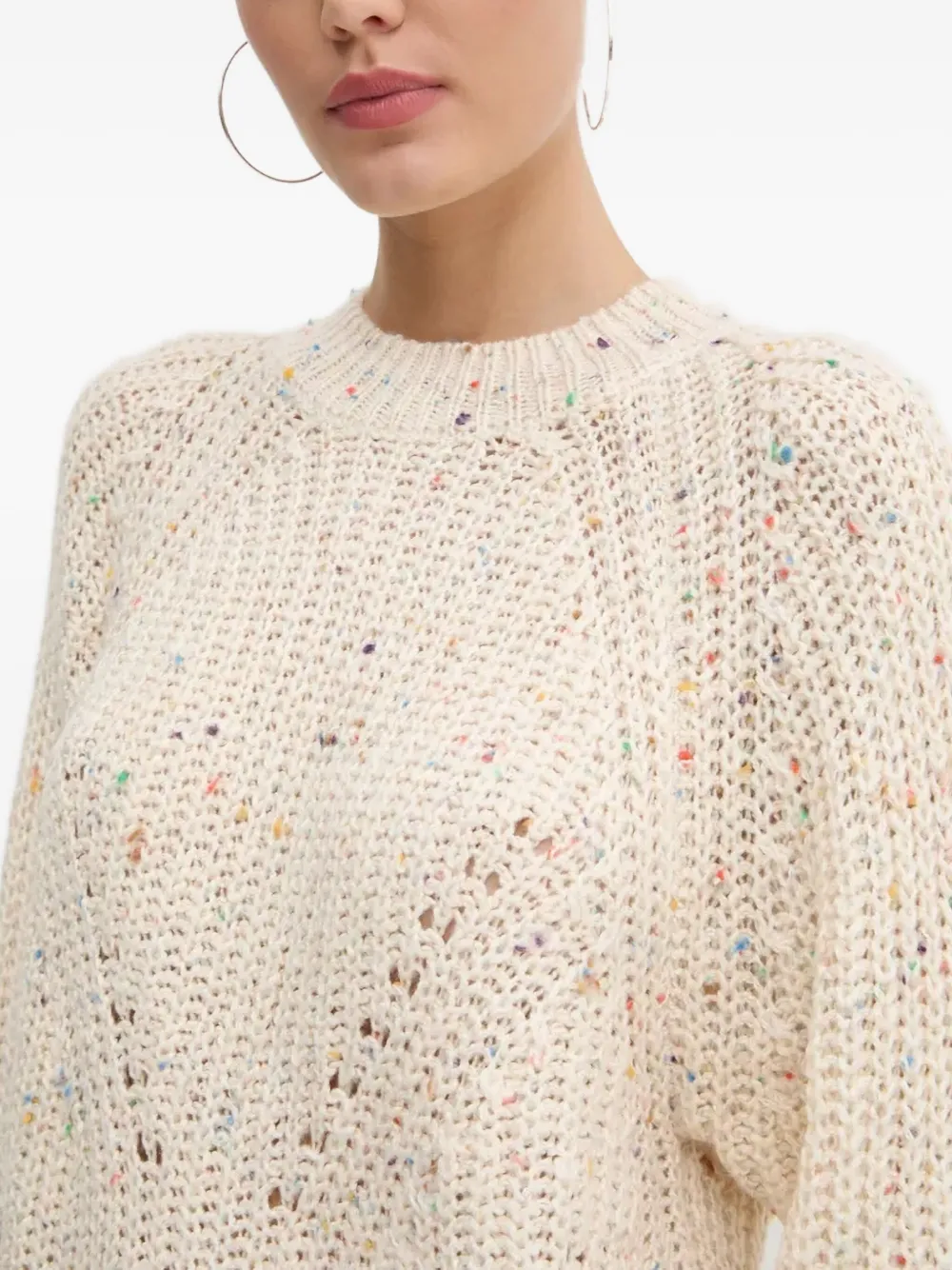 Desigual Confetti Ribbed Sweater In Neutral