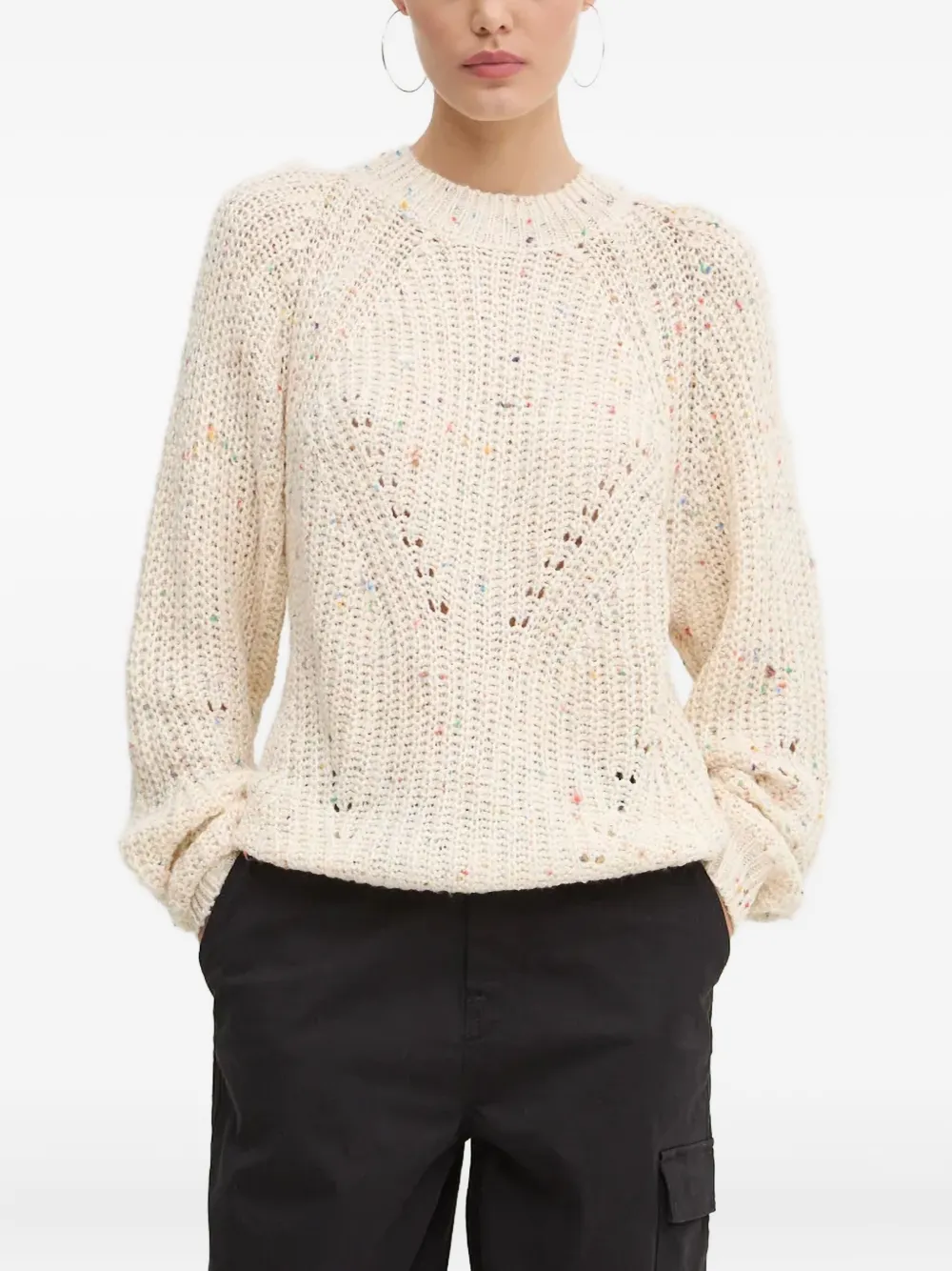 Desigual Confetti Ribbed Sweater In Neutral