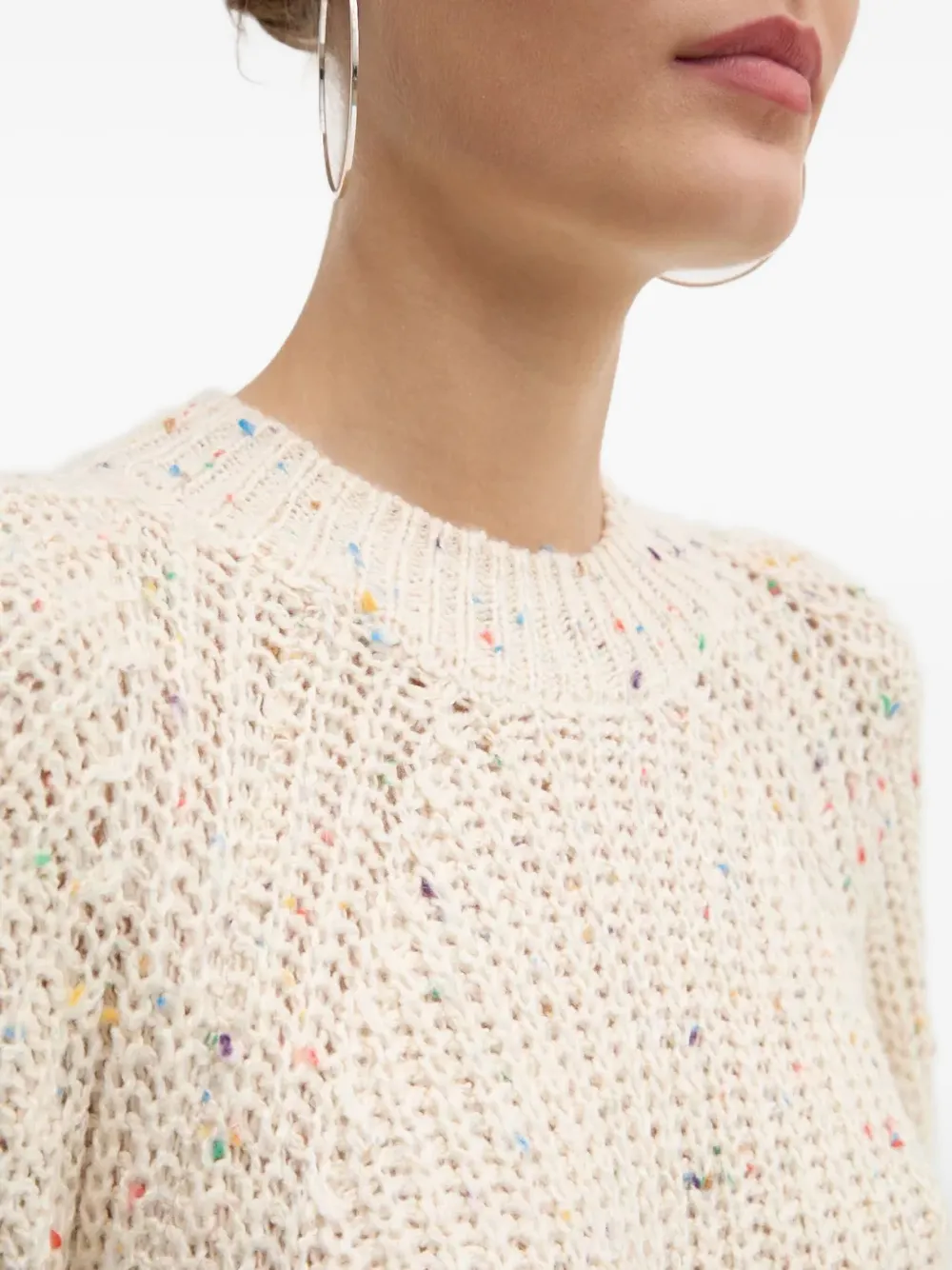 Desigual Confetti Ribbed Sweater In Neutral