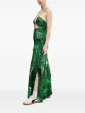 Desigual leaf-print tie-back maxi dress - Green