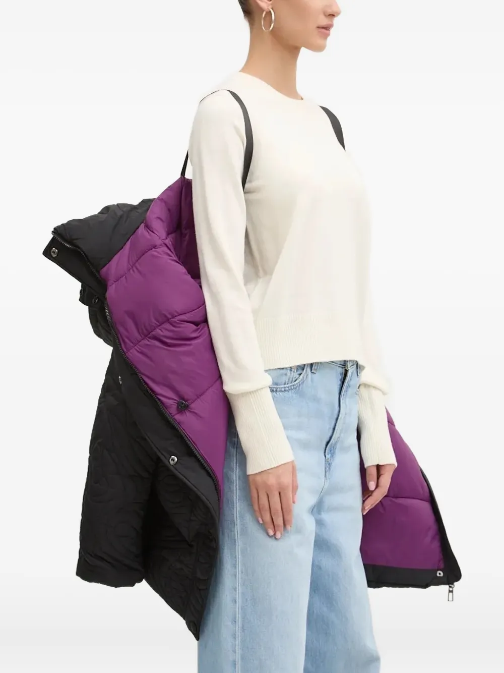 Desigual Quilted-pattern Padded Jacket In Black