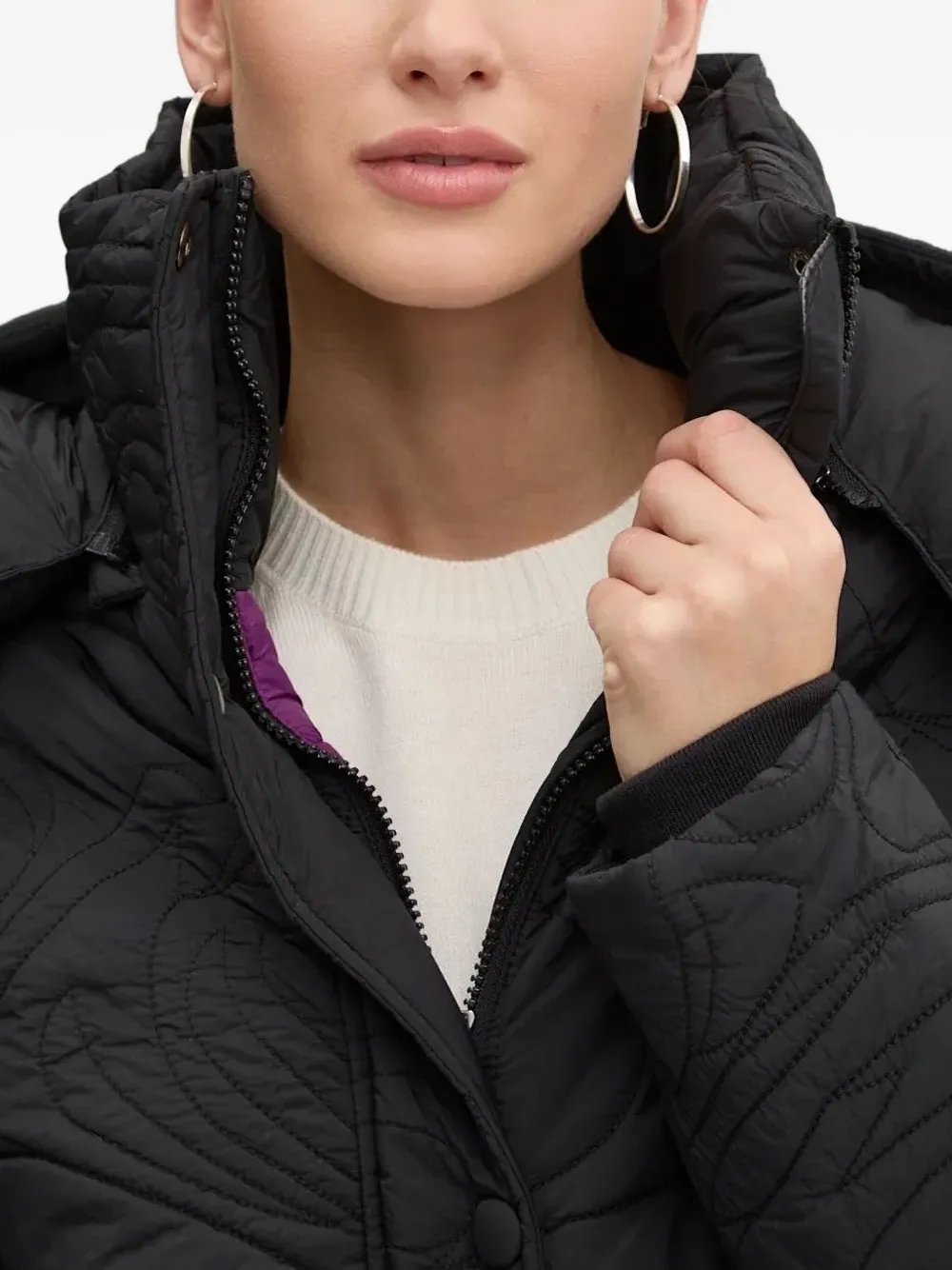 Desigual Quilted-pattern Padded Jacket In Black