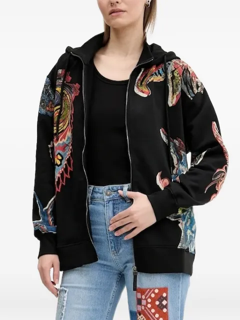 Desigual abstract-print zip-up hoodie