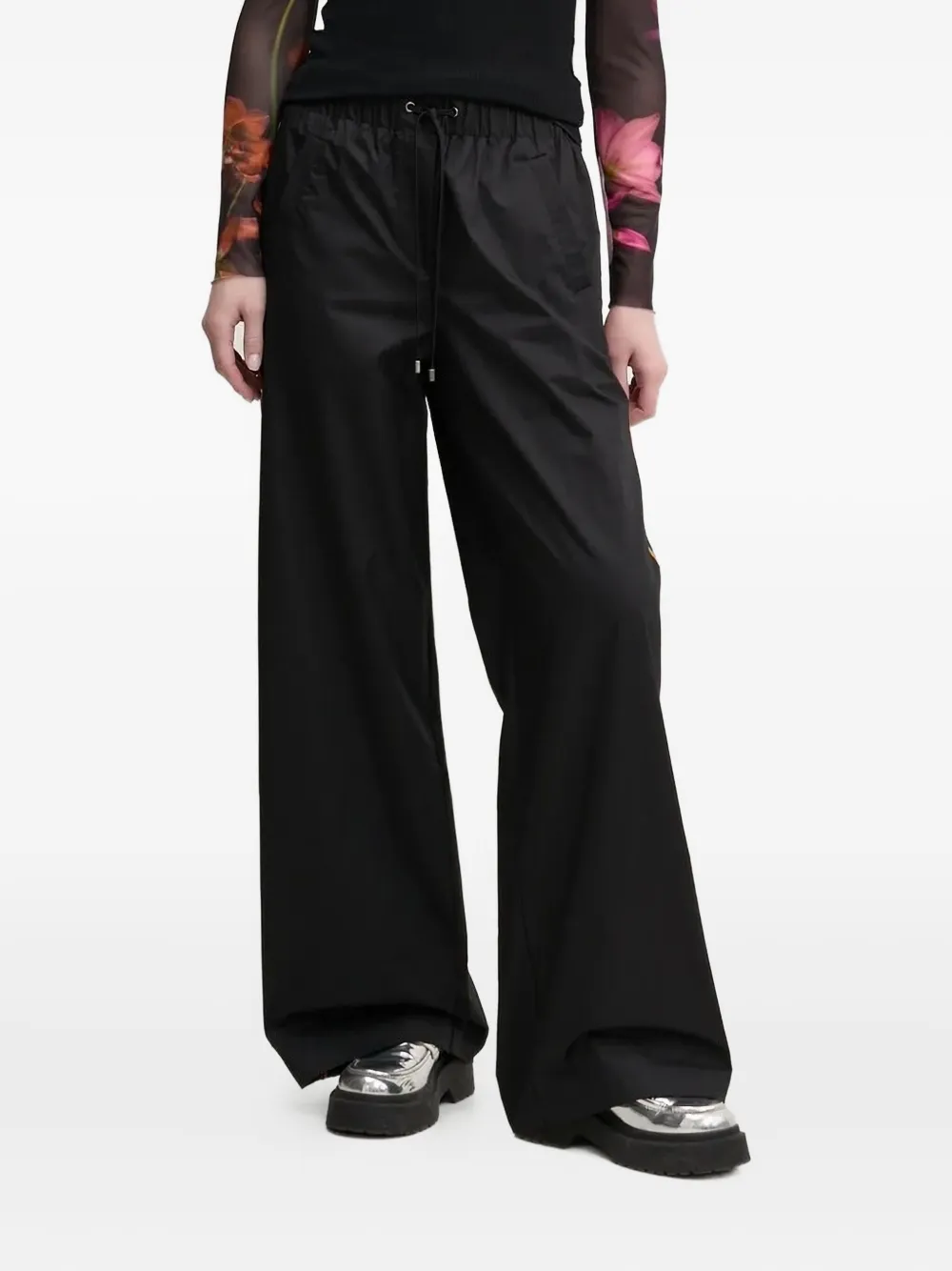 Desigual Side-stripe Palazzo Pants In Black