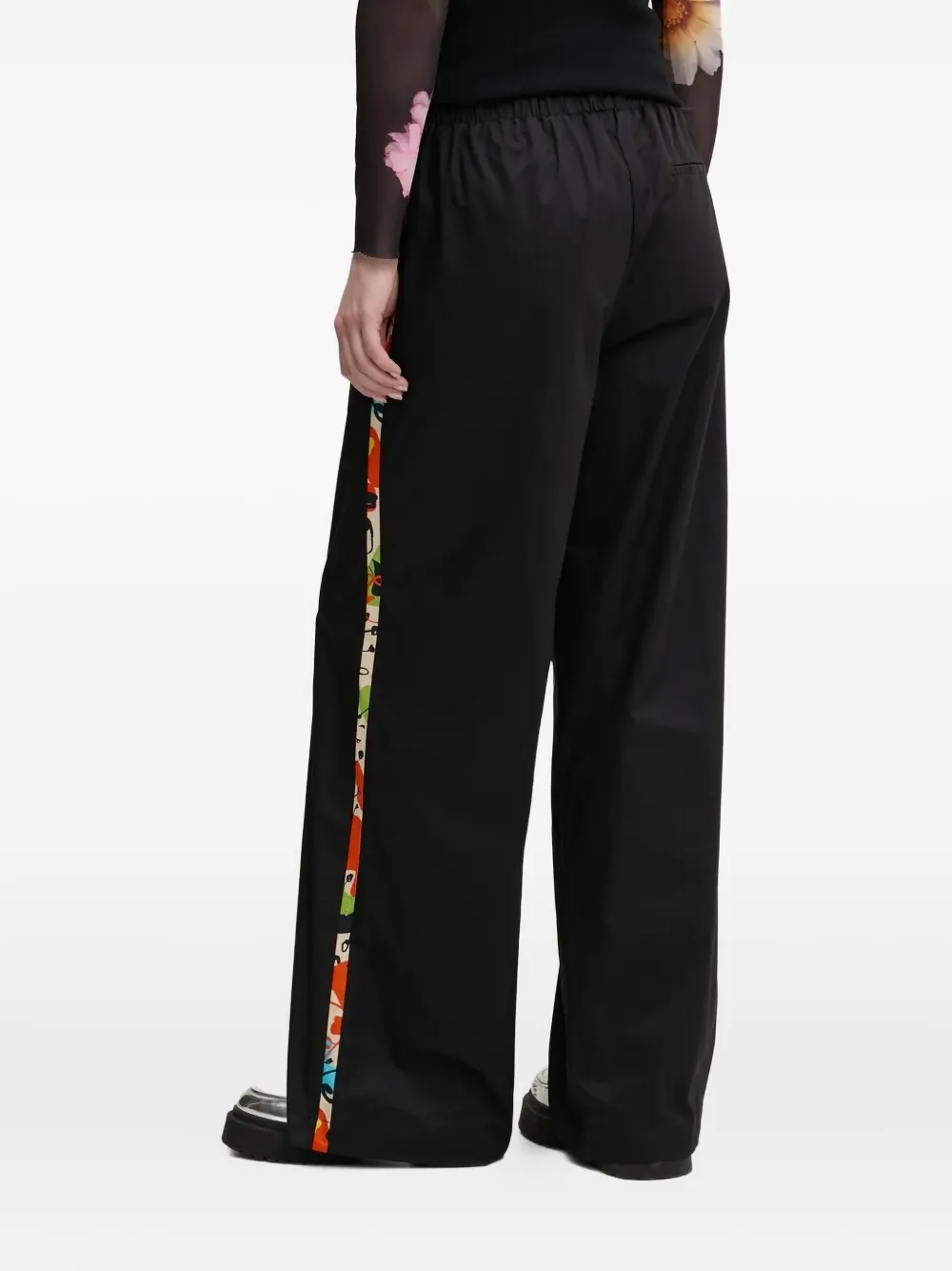 Desigual Side-stripe Palazzo Pants In Black