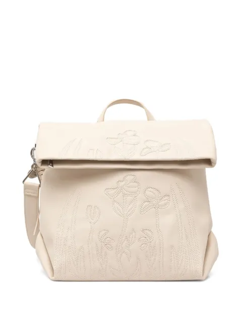 Desigual floral-embroidered roll-top backpack