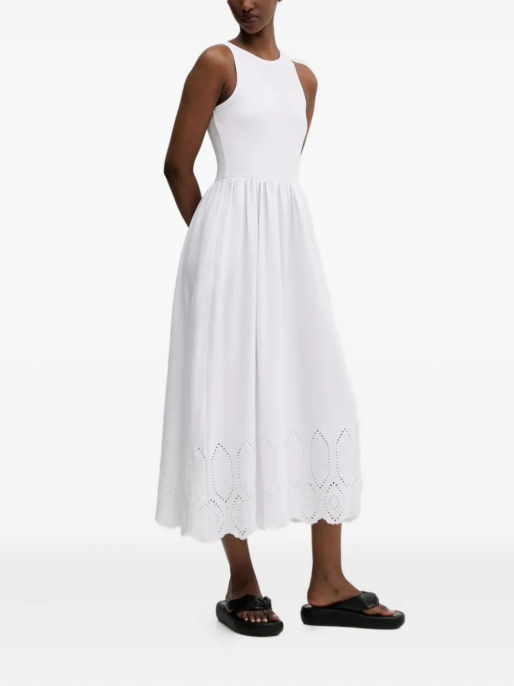Desigual Geribbelde midi-jurk met ringlets Wit