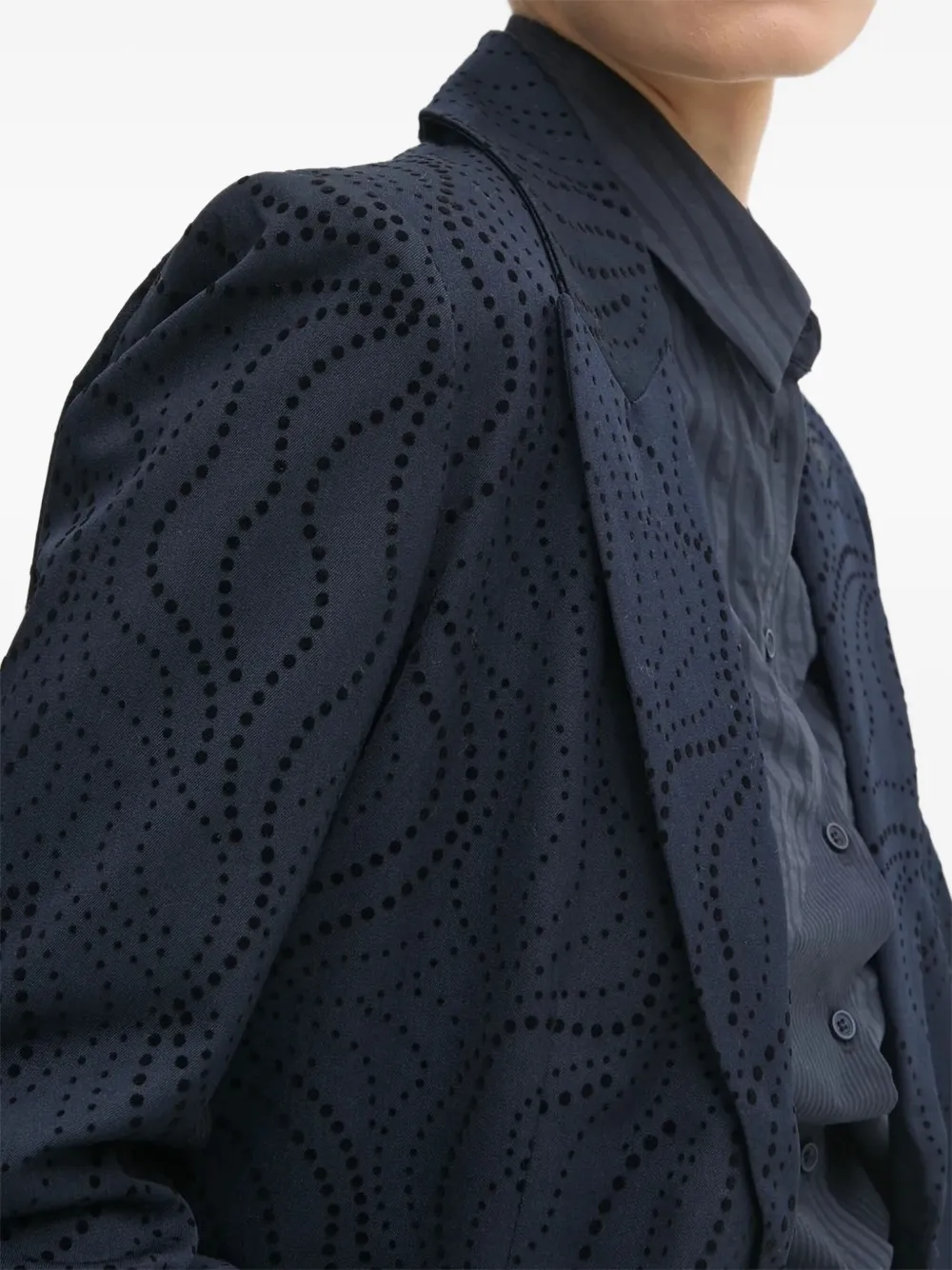 Desigual Wave-pattern Blazer In Blue