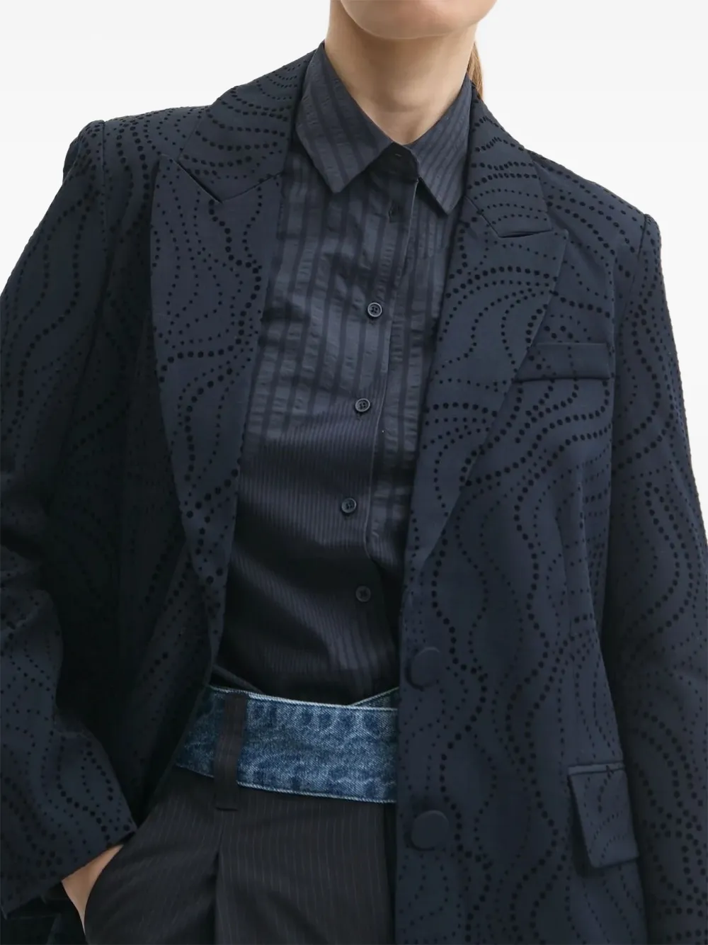 Desigual Wave-pattern Blazer In Blue