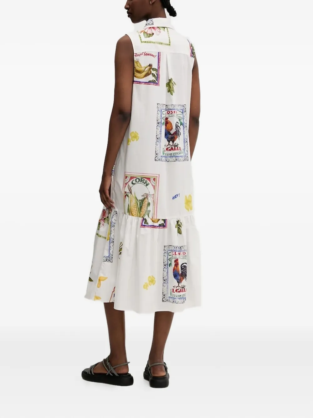 Desigual Mouwloze jurk met ruches Wit