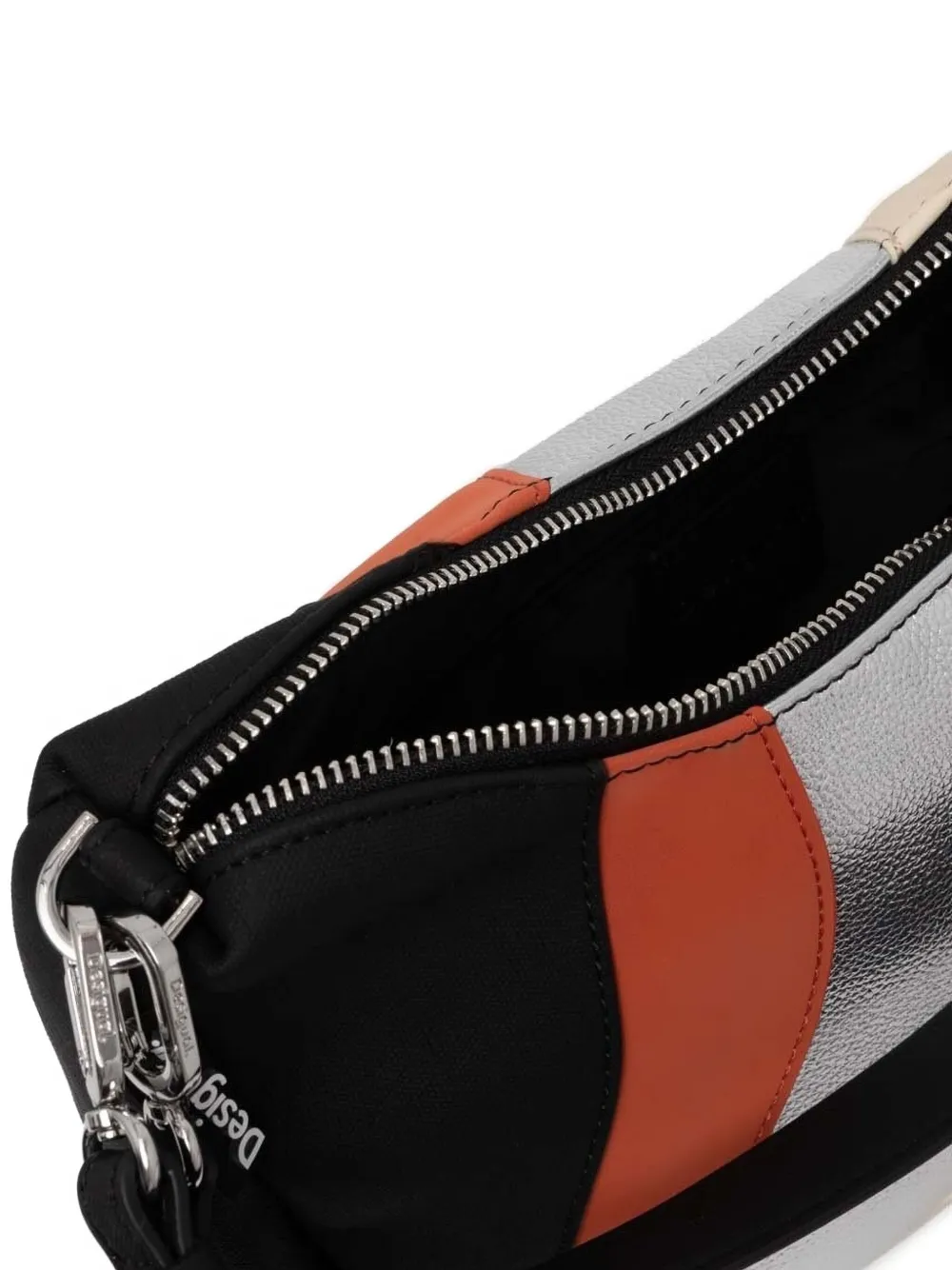 Desigual Metallic-detail Panelled Shoulder Bag In Black