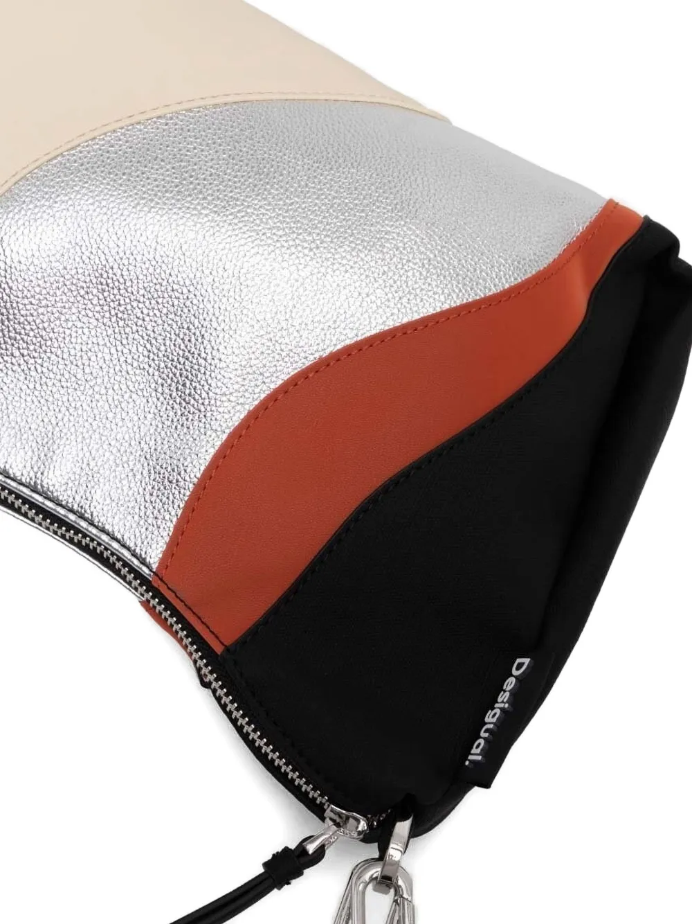 Desigual Metallic-detail Panelled Shoulder Bag In Black