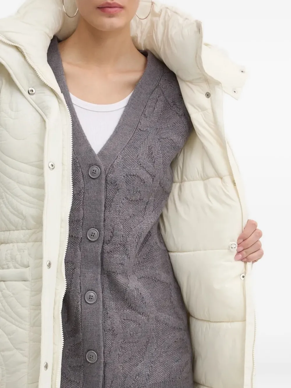 Desigual quilted hooded jacket Wit