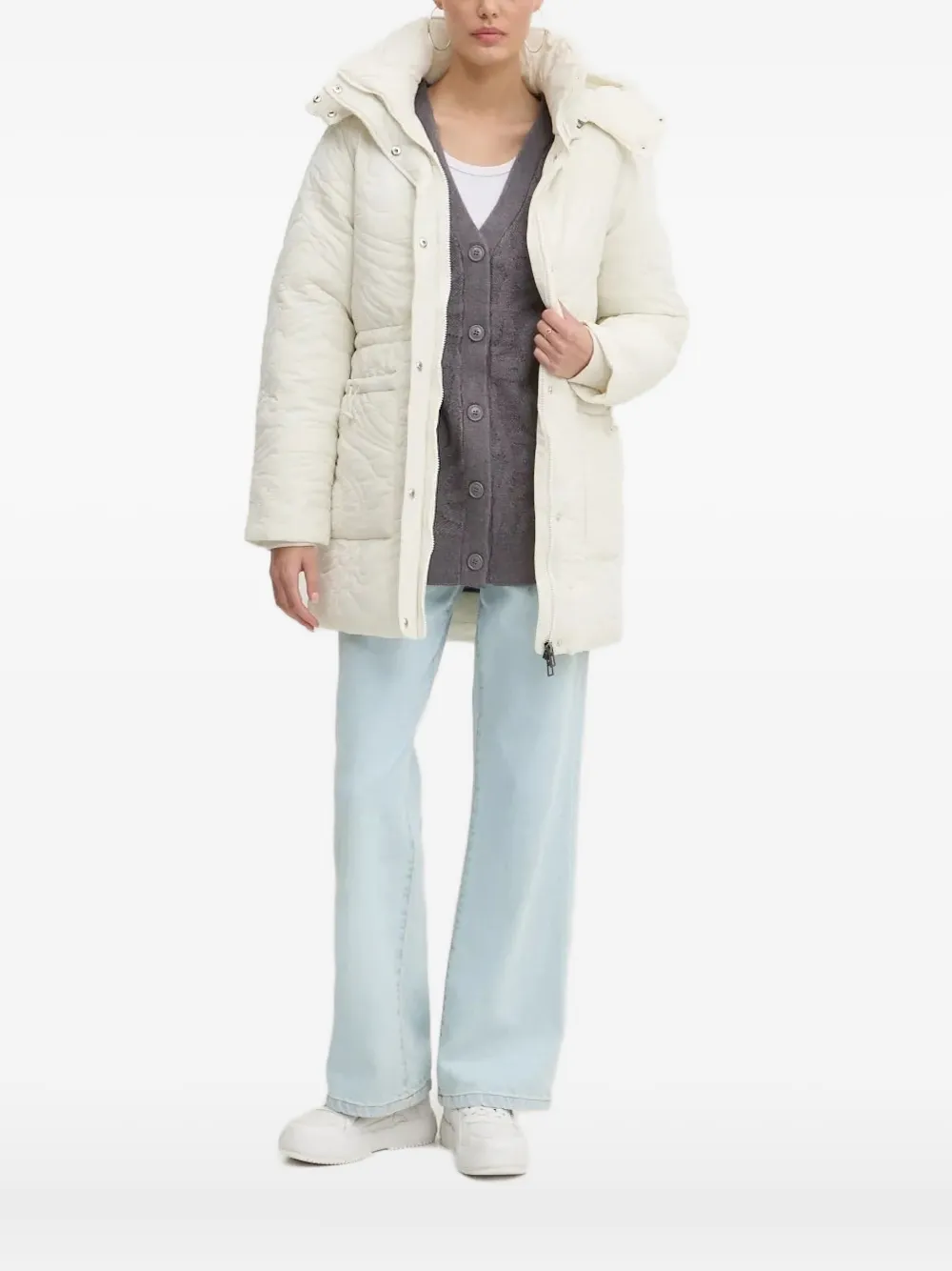 Desigual quilted hooded jacket Wit
