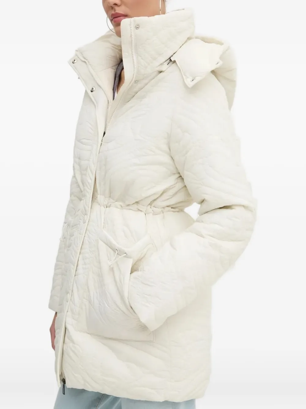 Desigual quilted hooded jacket Wit