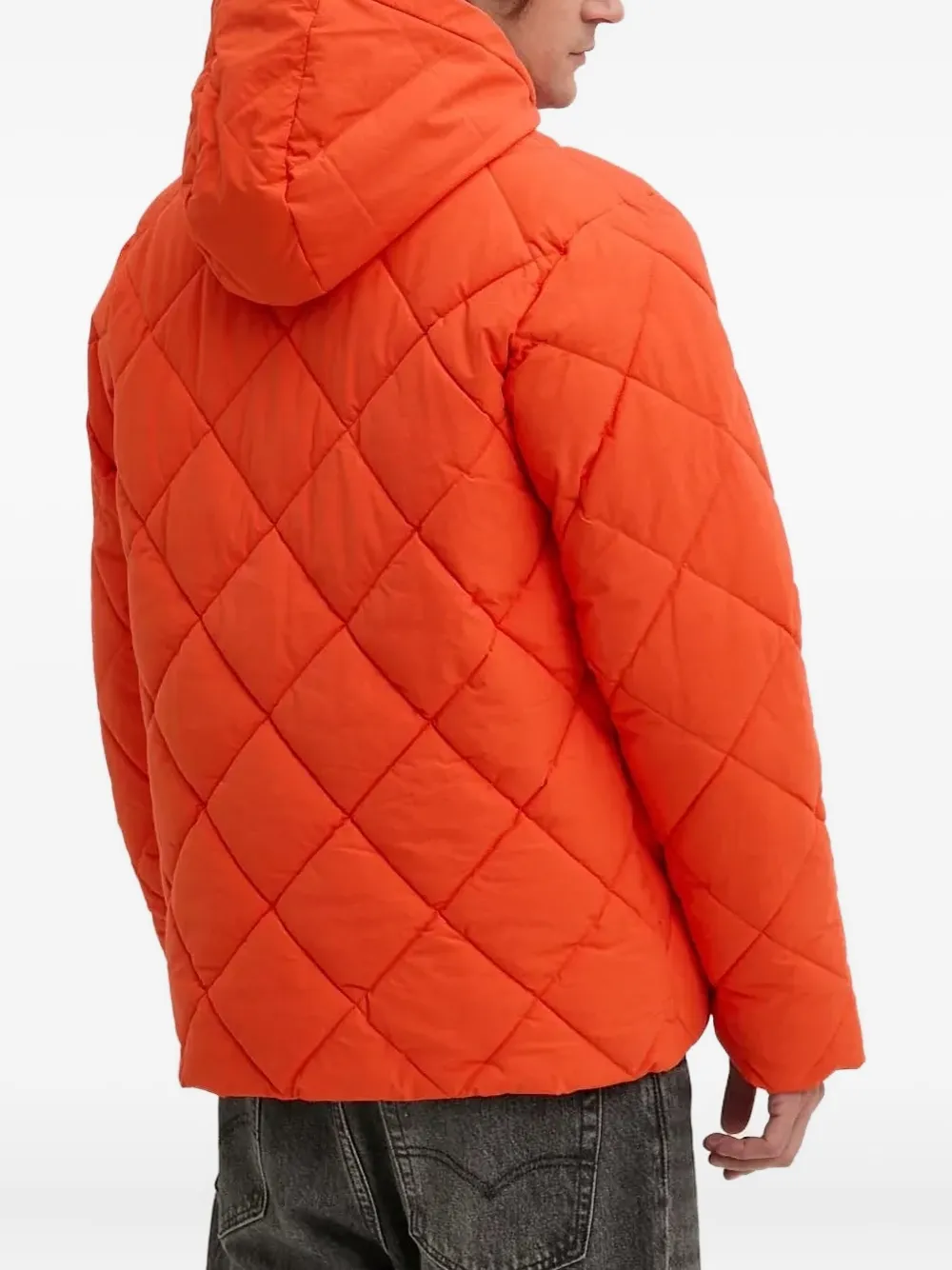 Desigual Quilted Hooded Jacket In Orange