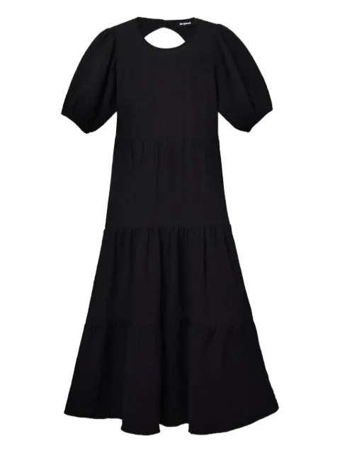 Desigual puff-sleeve open-back midi dress
