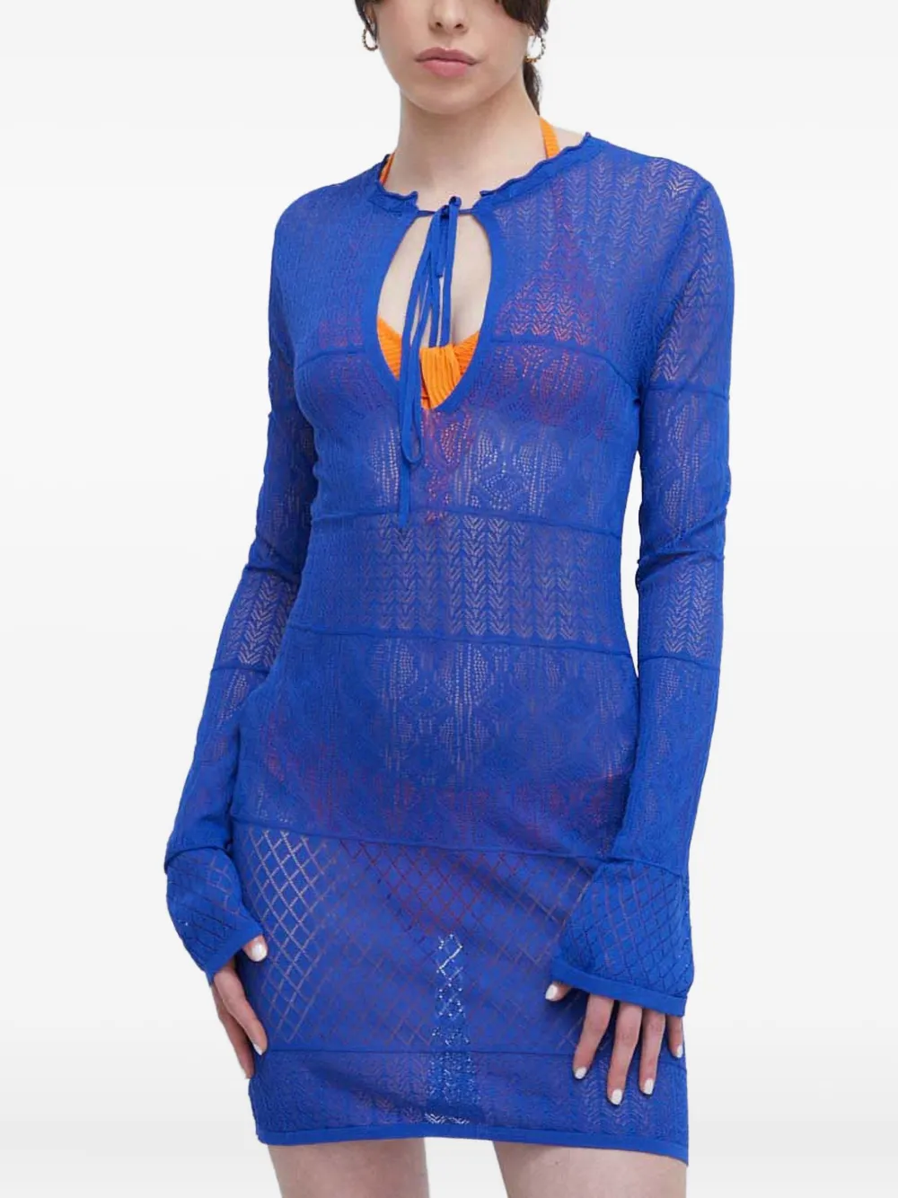 Desigual lace-knit mini beach dress | Blue | Image 1