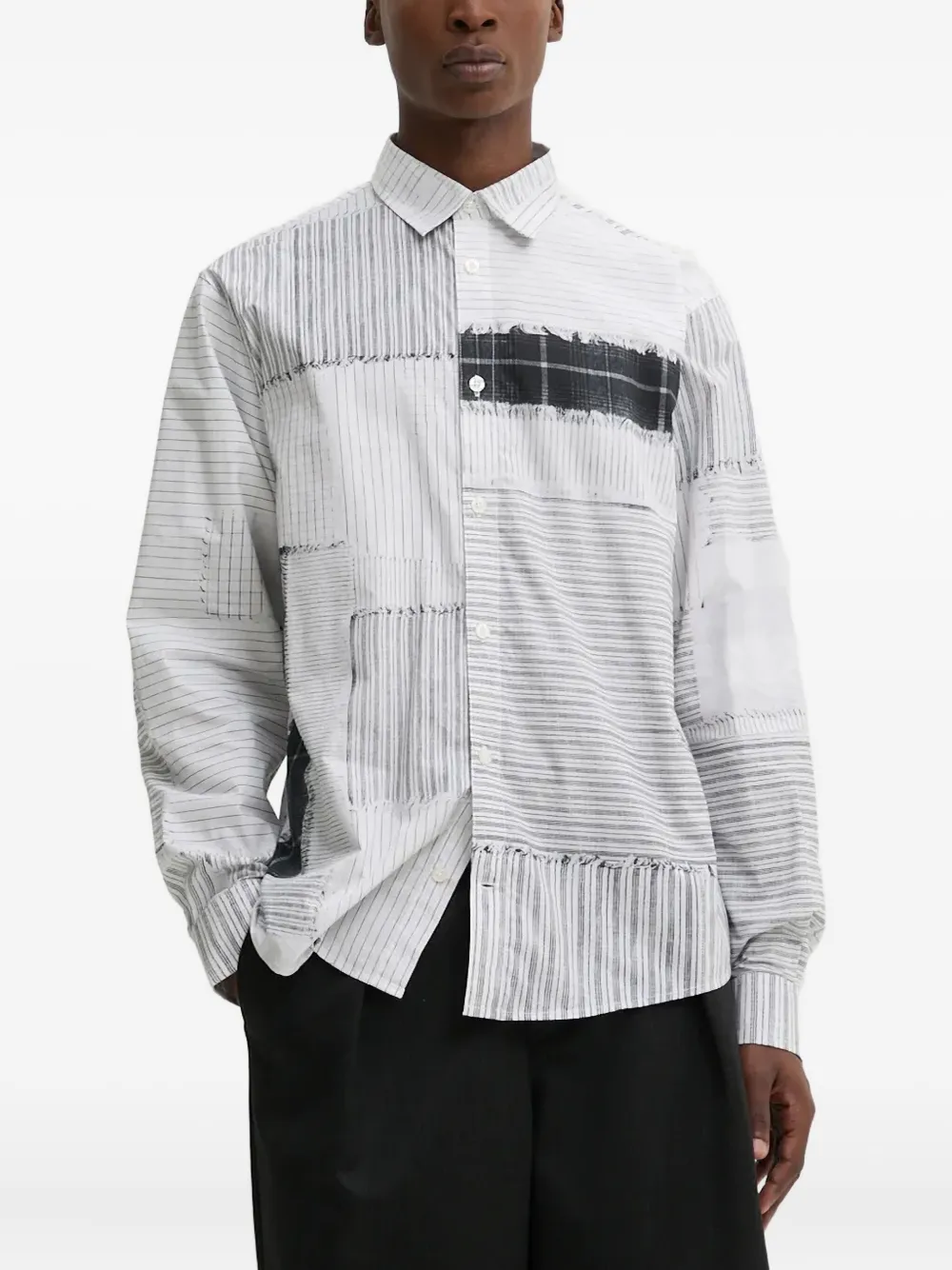 Desigual pinstriped patchwork shirt | Grey | Image 1