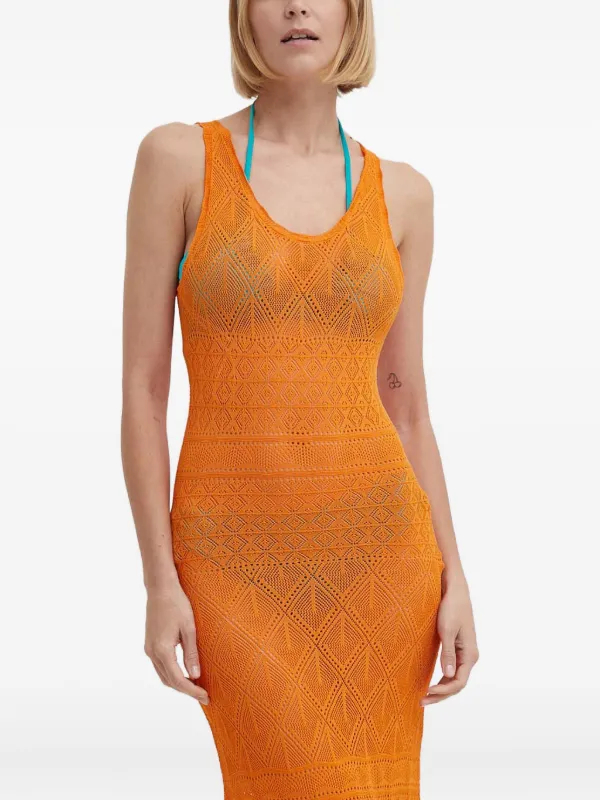 Desigual open-knit Maxi Beach Dress | Orange | FARFETCH