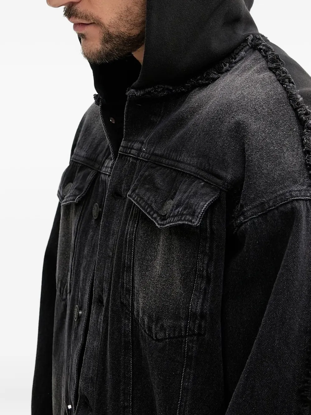 Desigual hooded denim jacket Zwart