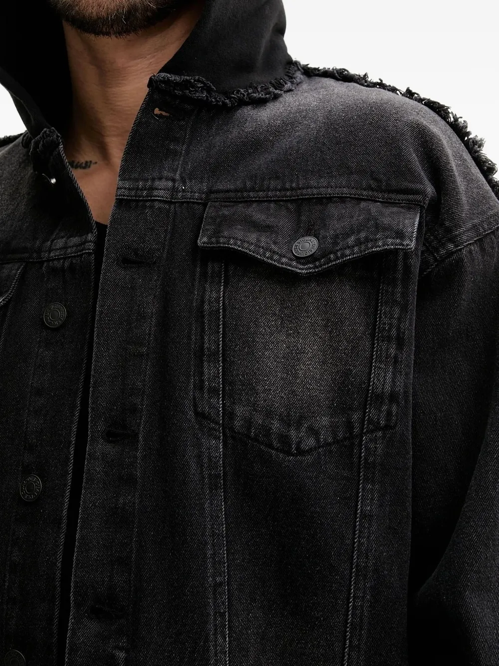 Desigual hooded denim jacket Zwart