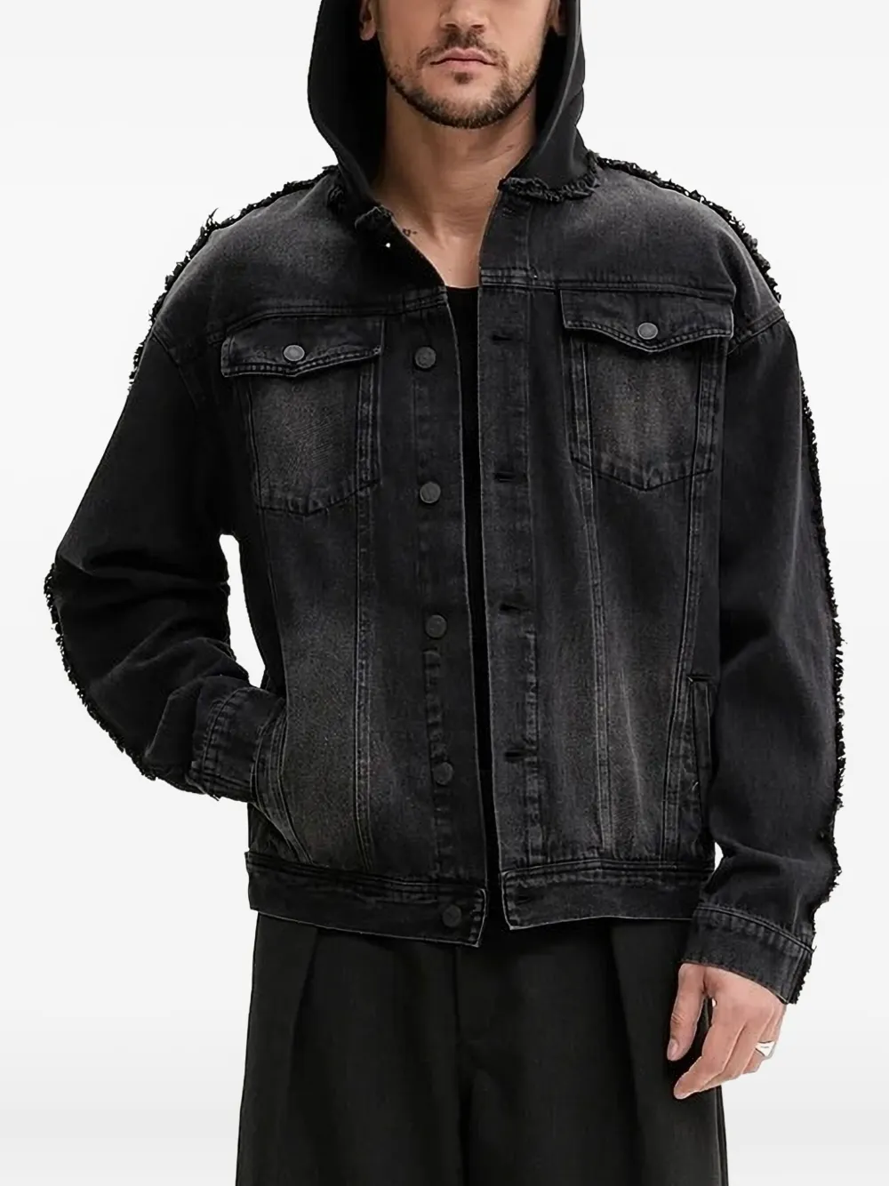 Desigual hooded denim jacket Zwart