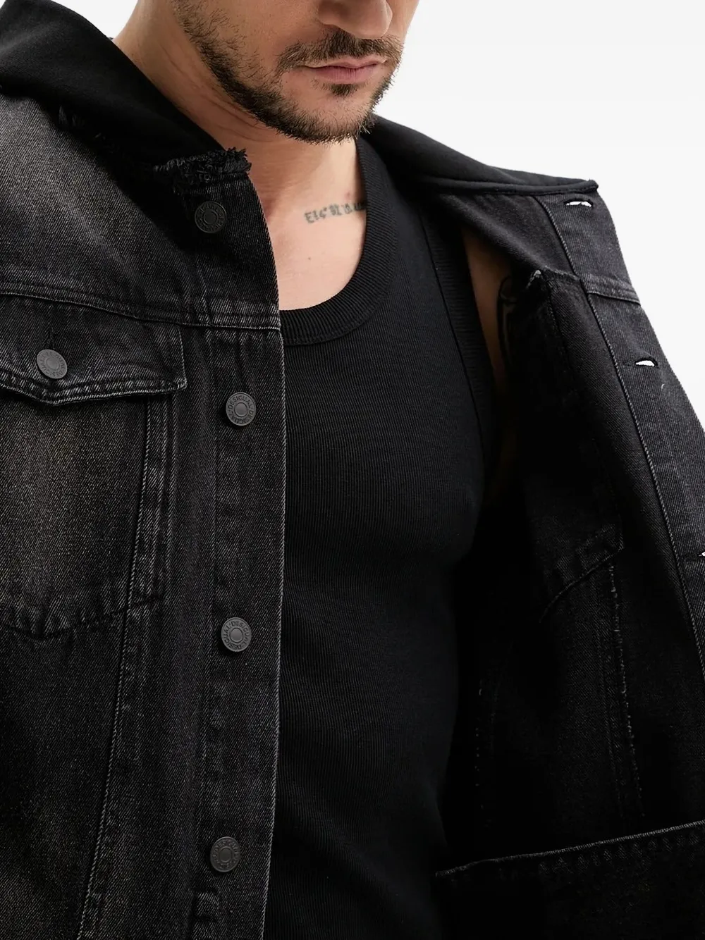 Desigual hooded denim jacket Zwart